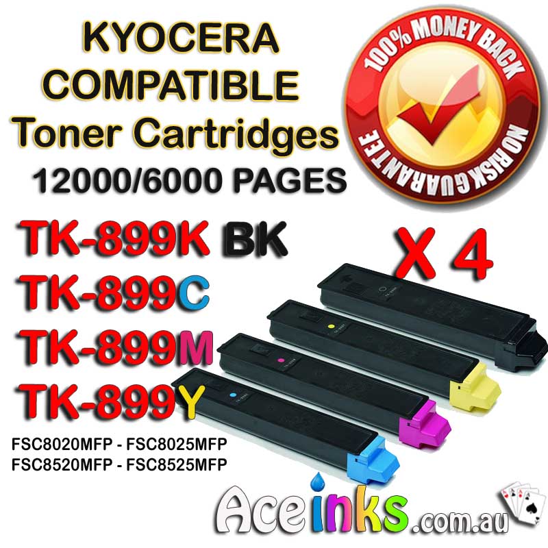 4 Pack Combo Compatible Kyocera TK-899B FSC8025MFP BK CMY